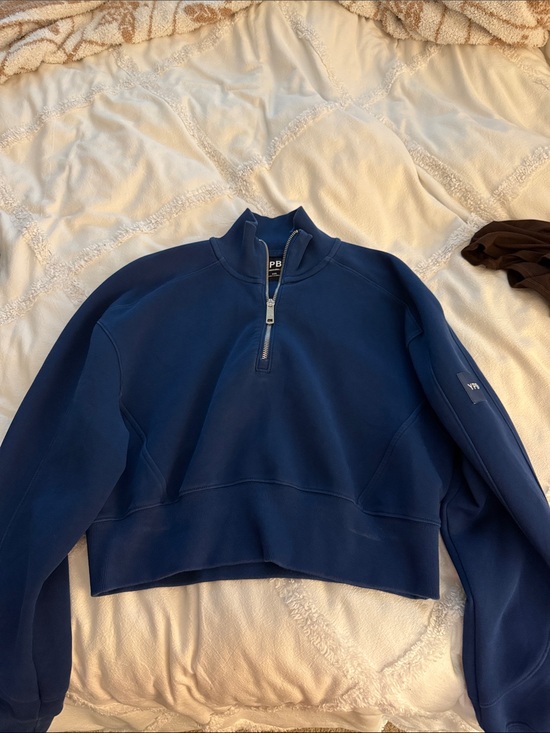 YPB Tops - YPB Blue Quarter-Zip Cropped Sweatshirt